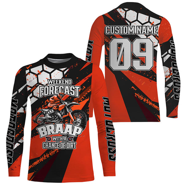 Weekend Forecast Brap Personalized Motocross Jersey UPF30+ Kid Adult Dirt Bike MX Racing Shirt NMS1225