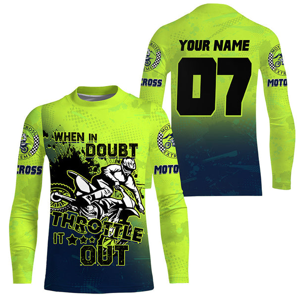 Personalized Dirt Bike Jersey UPF30+ When in Doubt Throttle It out, Motocross MX Racing NMS1185
