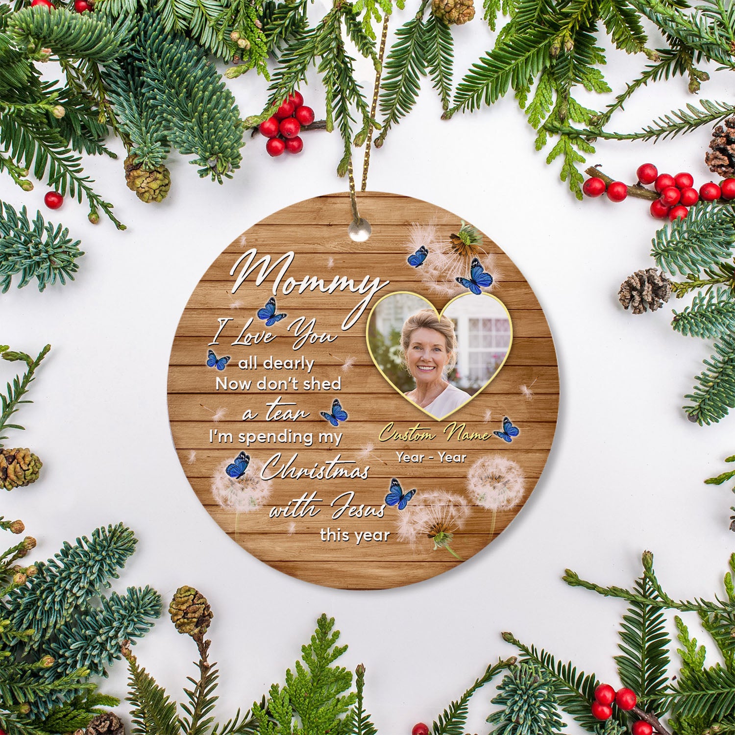 Angel Mommy memorial ornament, remembrance ornament Loss Mom, butterflies bereavement gift| ONT132