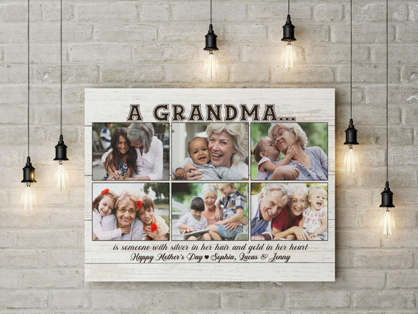 Grandma Personalized Canvas Custom Photo Collage, Happy Mothers's Day Gift, Nana Birthday Christmas| N2492