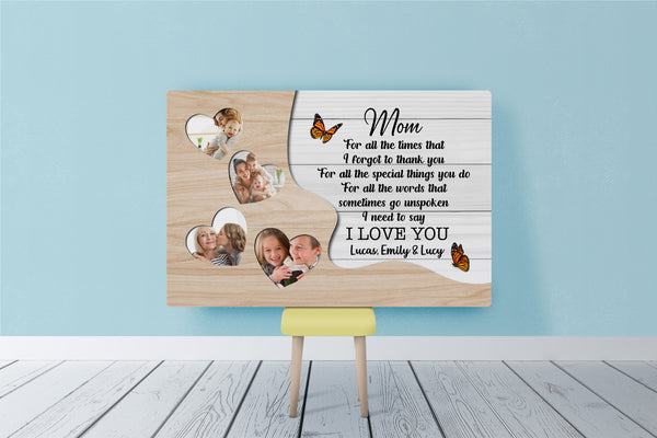 Thank You Mom Personalized Canvas Thoughtful Mother's Day Gift Custom Photo Collage for Best Mom Ever N2538