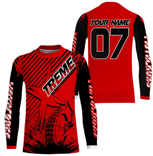 Custom red MX jersey shirt UV extreme kid&adult Motocross dirt bike racing off-road motorcycle PDT179