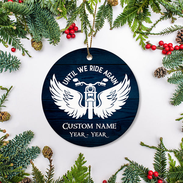 Riding in Heaven Ornament Personalized Memorial Sympathy Gift for Loss of Bikers On Christmas ODT16