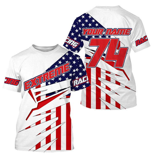 Patriotic personalized Motocross jersey kid men women UPF30+ extreme USA dirt bike shirt motorcycle PDT341