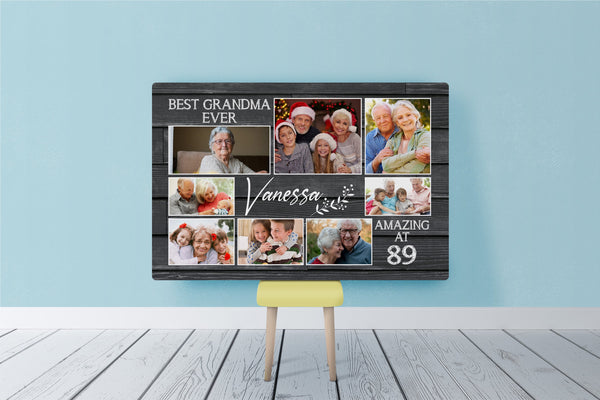 Best Grandma Ever Personalized Canvas Photo Collage, Mothers's Day Canvas Gift for Grandmother| N2487