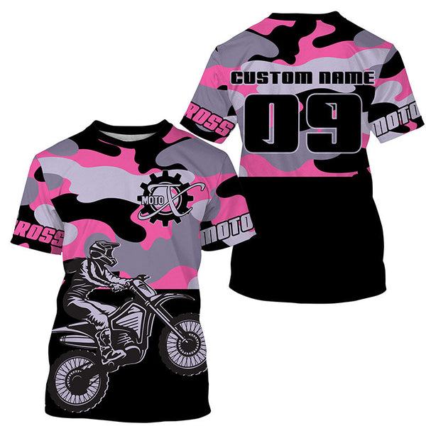 Camo personalized dirt bike jersey men women kid UPF30+ extreme Motocross shirt motorcycle PDT397