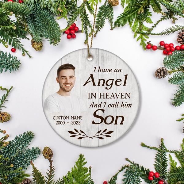 Angel Son Memorial Ornament - Christmas Son Remembrance, Sympathy Gift for Loss of Son in Memory NOM335