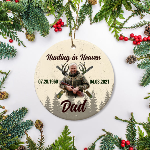 Hunting in Heaven personalized memorial ornament Christmas in memory remembrance loss of Hunters NOM247