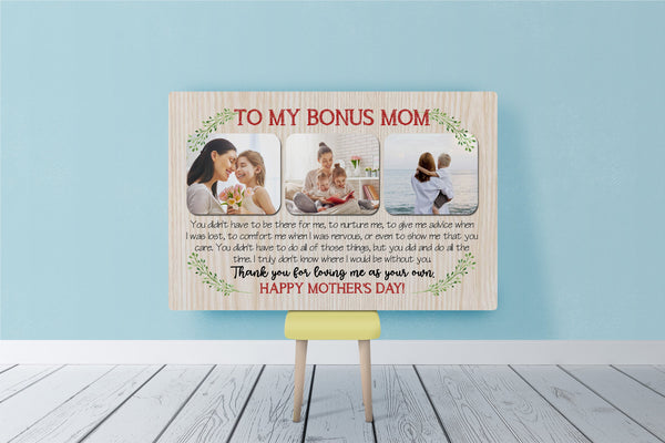To My Bonus Mom Personalized Canvas Photo Collage, Step Mom Mother's Day Gift for Bonus Mother| N2514