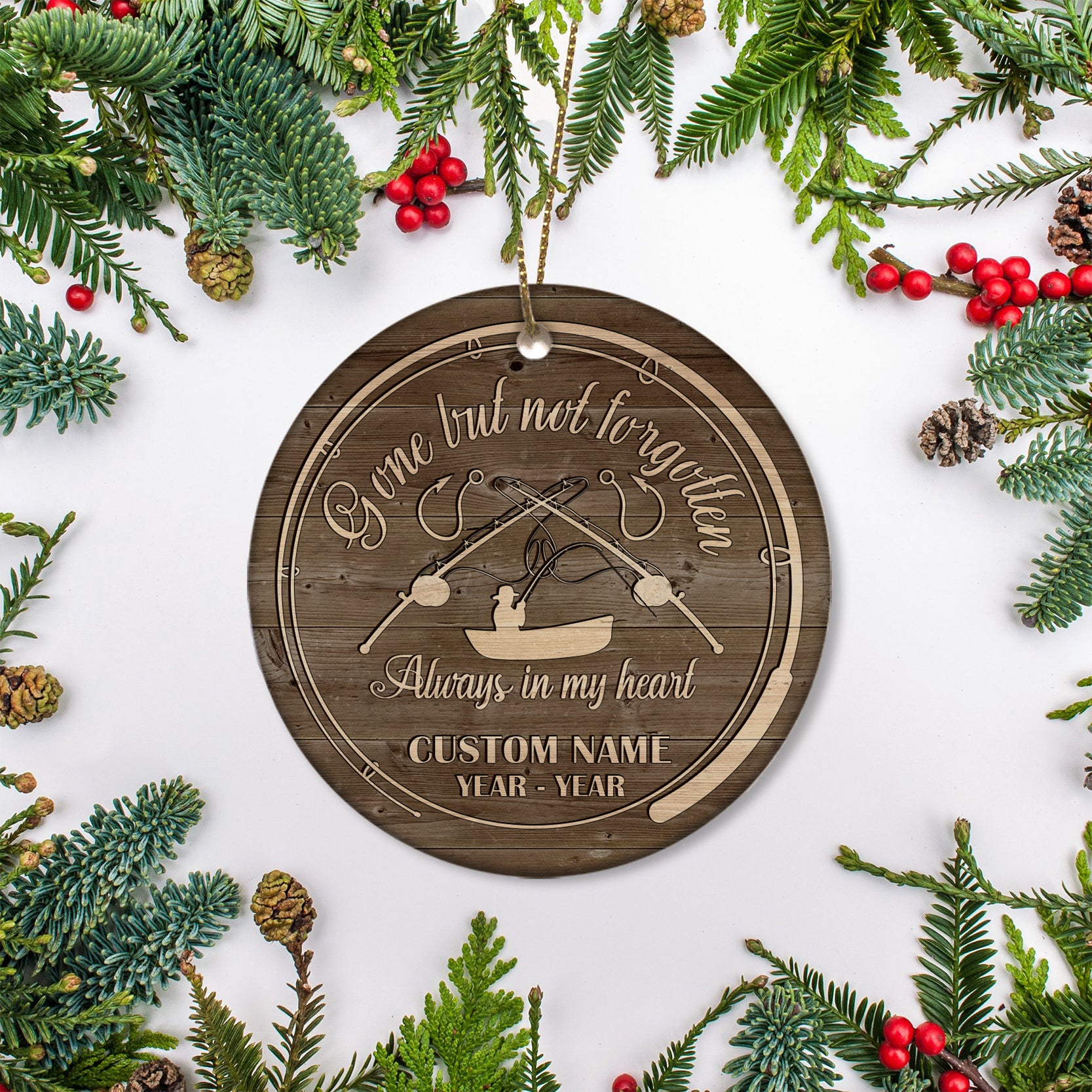Gone but not Forgotten, fisherman memorial ornament, Fishing remembrance ornament for loss| ONT120