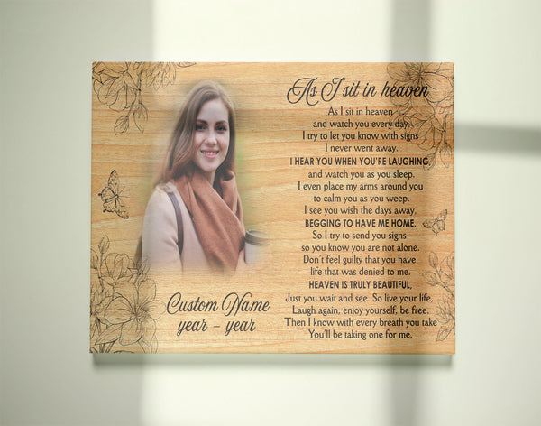 As I sit in heaven sympathy gift for loss of loved one, Memorial canvas/premium poster - VTQ170