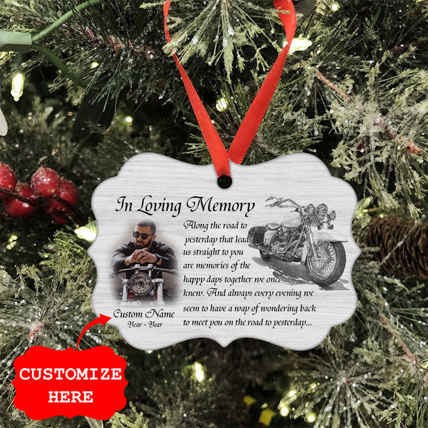 Biker Memorial Christmas ornament Medallion Metal Ornament Motorcyle Bike loss sympathy gift NOM253