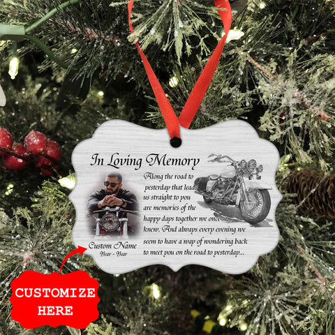 Biker Memorial Christmas ornament Medallion Metal Ornament Motorcyle Bike loss sympathy gift NOM253