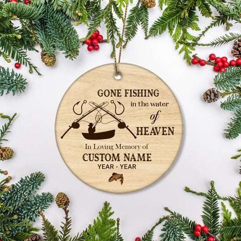Gone Fishing memorial ornament, Fisherman in Heaven ornament, Fishing remembrance gifts| ONT121