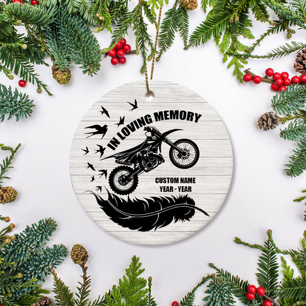 Personalized Motorcycle Ornament Riding In Heaven Remembrance Gift For Loss Of Bikers In Memory ODT05