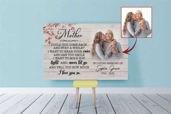 Personalized Mom Memorial Canvas - Could You Come Back, Mom Remembrance Gift for Grieving Daughter, Sympathy Gift for Loss of Mother, Mom Loss Condolence| N2517