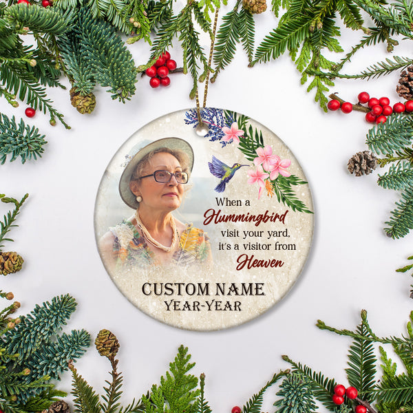 Memorial Christmas ornament, angel in heaven, hummingbird remembrance ornament loss mom, dad, son| ONT98