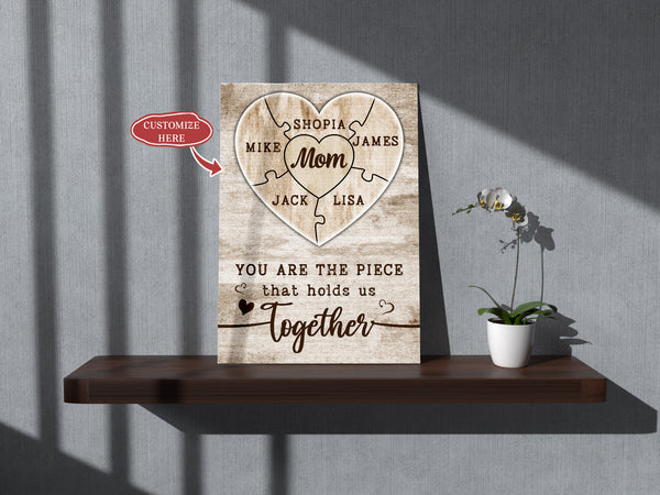 Mom Personalized Canvas Thoughtful Mother's Day Gift for Best Mom Ever Custom Names Birthday Christmas| N2554