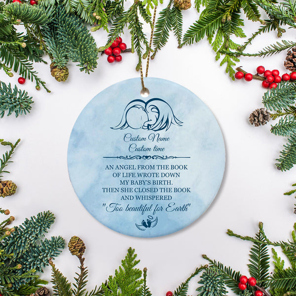 Miscarriage Memorial Ornament, Personalized Christmas Remembrance for Angel Baby in Heaven NOM315
