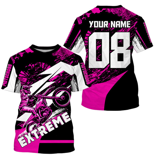 Men kid women pink Motocross jersey UPF30+ extreme custom dirt bike off-road motorcycle shirt PDT345