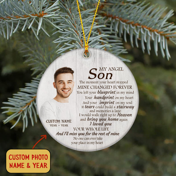 Son Memorial Ornament - My Angel Son, Christmas in Heaven, Son Remembrance Home Decor, Memorial Gift for Loss of Son in Memory, Loss of Child| NOM182