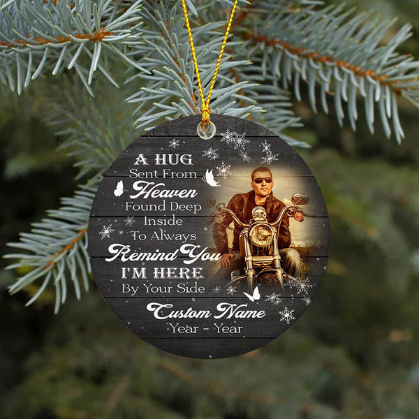 Dad Remembrance Ornament A Hug Sent From Heaven Christmas Sympathy Memorial Gift For Loss Of Biker ODT80