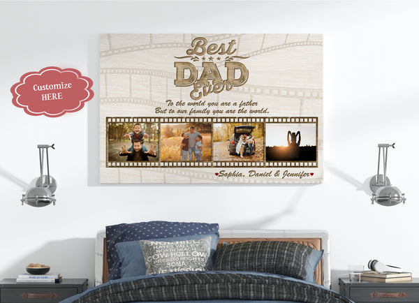 Best Dad Ever Custom Photo Collage Matte Canvas Fathers Day Gift for Daddy Birthday Christmas| N2542
