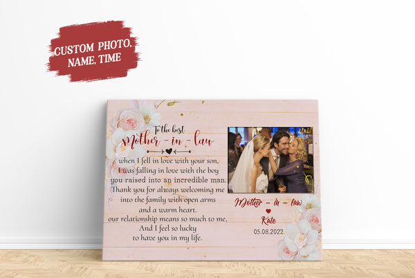 Customized Mother In Law Canvas| to The Best Mother in Law Wall Art, Thank You for Welcome Me Into Family, Mother in Law Gifts, Gift from Daughter in Law on Mother’s Day| AP559