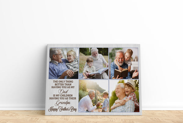 Happy Father's Day Grandpa Canvas - Personalized Photo Collage Gift for Grandfather, Papa & Grandkids| N2519