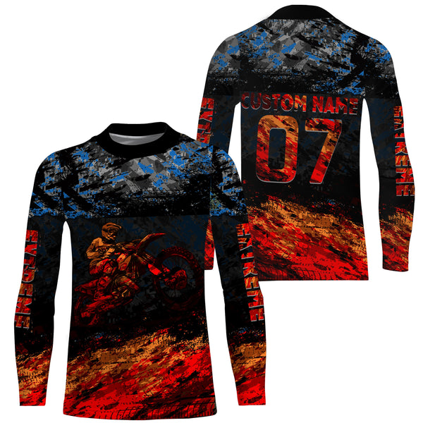 Kid men women orange Motocross jersey UPF30+ personalized MX shirt off-road racing motorcycle PDT07