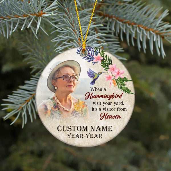 Memorial Christmas ornament, angel in heaven, hummingbird remembrance ornament loss mom, dad, son| ONT98