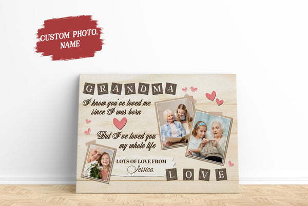 Personalized Grandma Canvas Happy Mothers Day Custom Photo Collage, Mother's Day Gift for Grandmother N2536