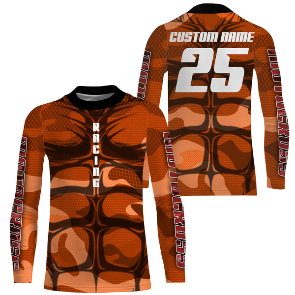 Custom motocross jersey orange muscle UPF30+ kid men women MX racing dirt bike off-road motorcycle NMS1067