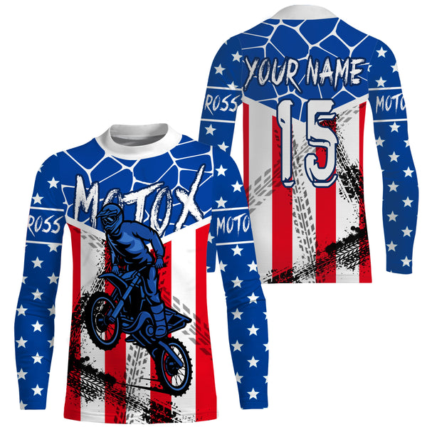 MotoX jersey kid men women flag American dirt bike custom UPF30+ off-road racing motorcycle PDT54