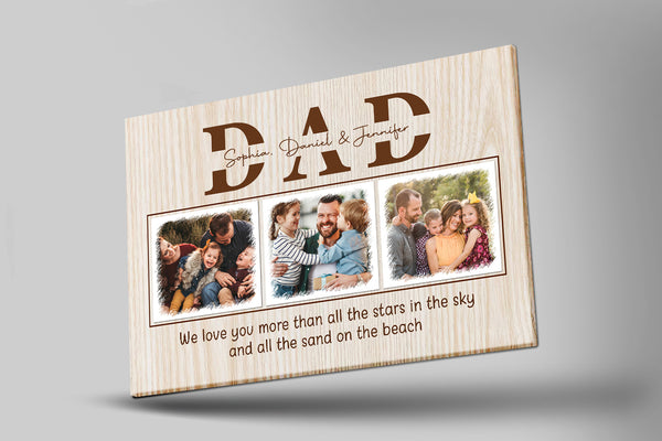 Dad Gift Custom Photo Collage Matte Canvas Fathers Day Gift for Daddy Personalized Birthday Christmas| N2543
