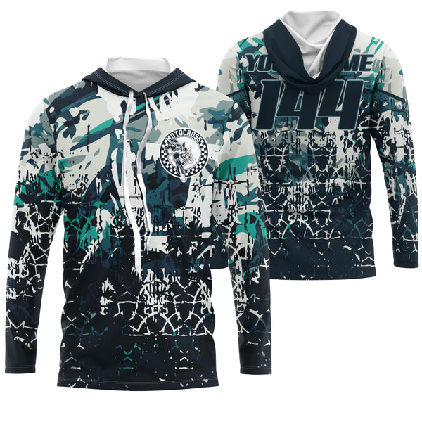 Custom motocross jersey blue camouflage kid men women UPF30+ MX racing dirt bike offroad motorcycle NMS985