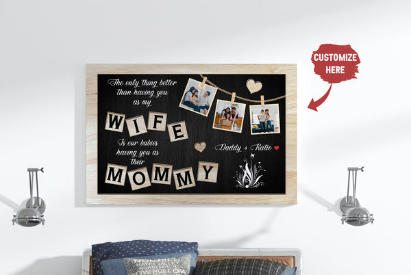 Personalized Mother's Day Canvas Gift for Wife from Husband, Custom Photo Collage Happy Mother's Day N2532