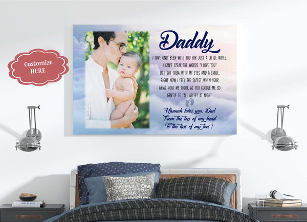 New Dad Personalized Canvas First Father's Day Gift for New Daddy 1st Time Father Gift Custom Baby Photo N2546