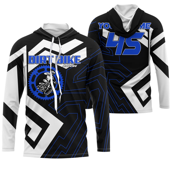 Custom dirt bike jersey blue UPF30+ kids adults motocross racing long sleeves motorcycle off-road NMS1036