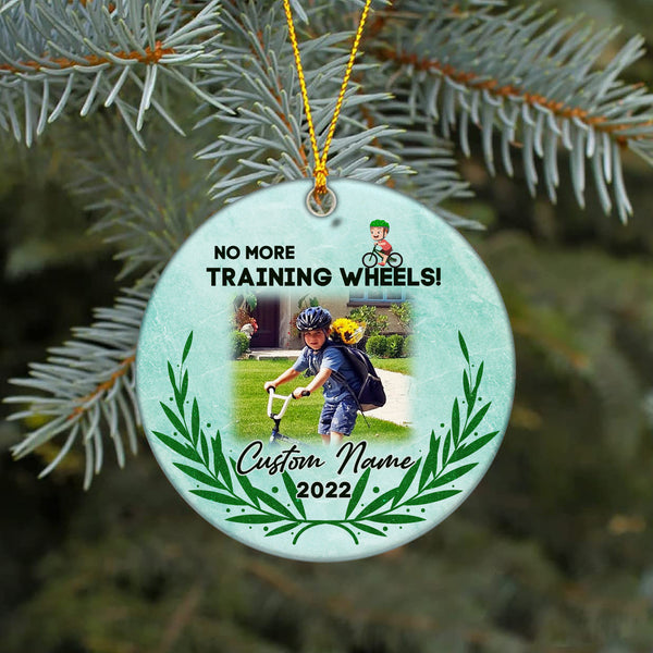 No more training wheels ornament, boys girls bicycle Christmas gifts, cycling bike ornament for kid| ONT74