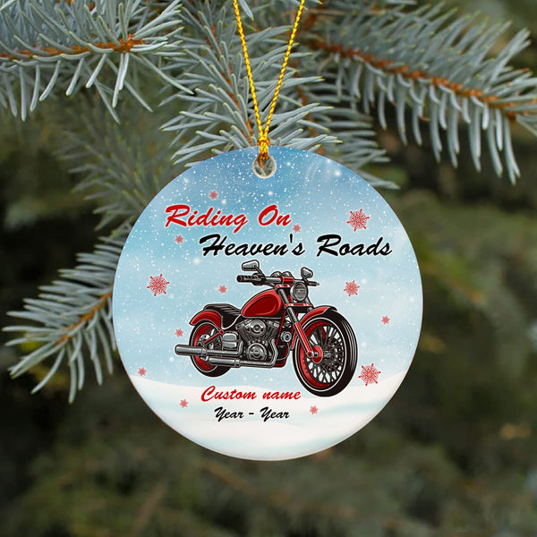 Personalized Motorcycle Christmas Ornament Memorial Gift for Loss of Biker Ride In Heaven Ornament ODT14