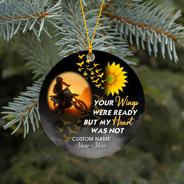 Personalized Motorcycle Christmas Ornament Angel Wings Memorial Sympathy Gift For Loss Of Biker Dad ODT39