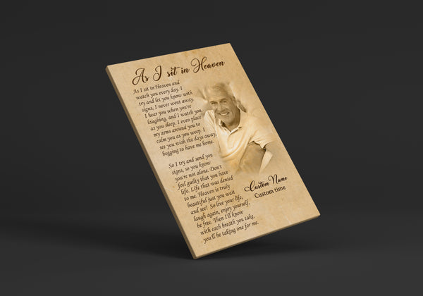 Memorial Gift As I Sit In Heaven Canvas| Custom Sympathy Gift for Loss of Loved One Remembrance Keepsake| JC855
