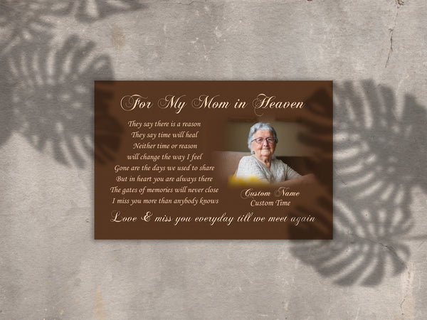 Mother Memorial Canvas| For Mom in Heaven - Custom Canvas| Mom Remembrance Sympathy Gift for Loss Mom| JC847