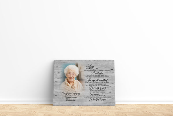 Mom Memorial Canvas| Personalized Photo| Too Beautiful to Forget| Mom Remembrance, In Heaven Mother Memorial| Sympathy Gift, Memorial Gift for Loss of Mother, In Memory of Mom| N2346