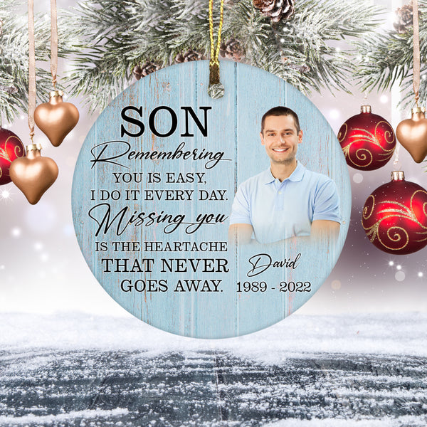 Son in heaven memorial ornament, remembrance Christmas ornament for loss son, keepsake gift| ONT123