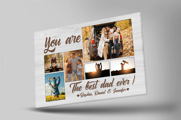 Best Dad Ever Custom Photo Collage Matte Canvas Art Fathers Day Gift for Daddy Birthday Christmas| N2541