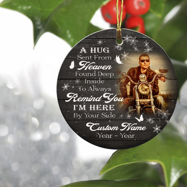 Dad Remembrance Ornament A Hug Sent From Heaven Christmas Sympathy Memorial Gift For Loss Of Biker ODT80