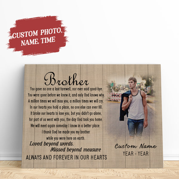 Personalized Brother Memorial Canvas, Brother Memory Picture Frame, Bereavement Sympathy Gift N2696