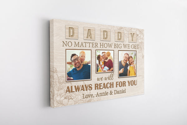 Daddy Personalized Canvas Custom Photo Collage Father's Day Gift for Best Dad Ever Birthday Christmas N2564